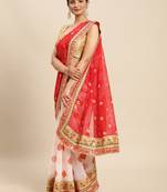 White woven pure silk saree with blouse