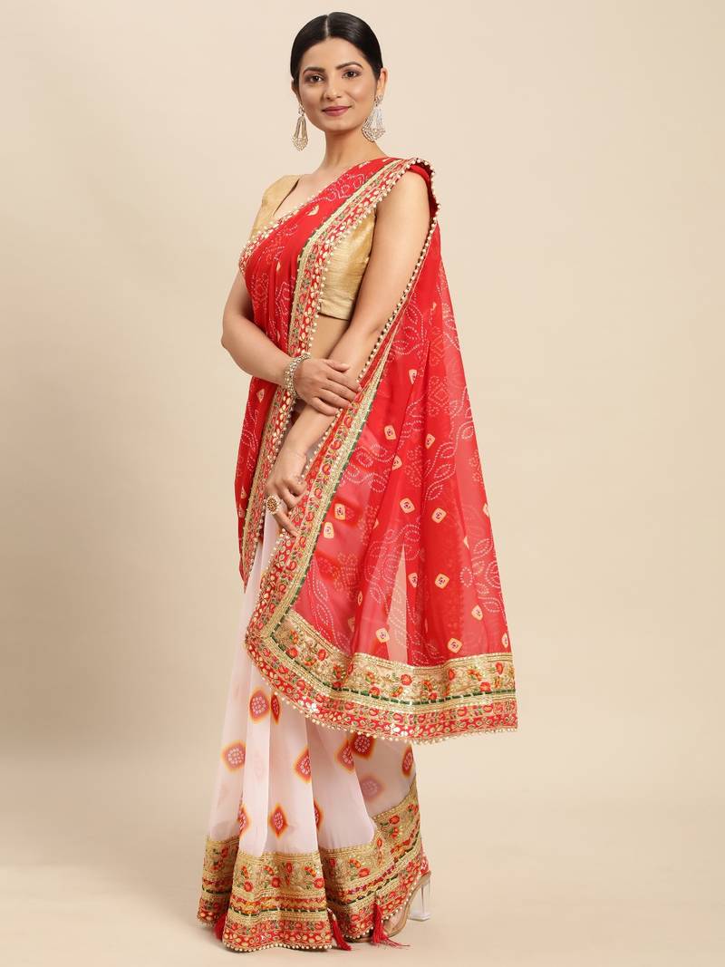 White woven pure silk saree with blouse