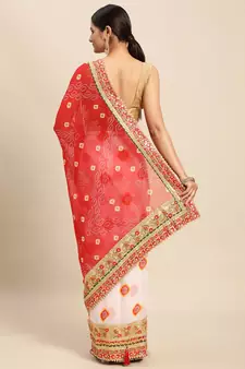White woven pure silk saree with blouse