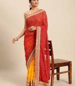 Yellow woven pure silk saree with blouse