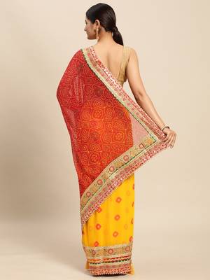 Yellow woven pure silk saree with blouse 2