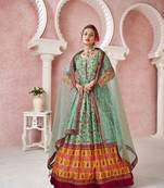  Digital Printed Dress With Classy Sequance Embroidery Work In Green Colour For Party Wear