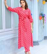  Digital Printed Ethnic Touch Pink Colour Muslin Fabric Classy Kurti