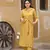  Digital Printed Ethnic Touch Mustard Colour Muslin Fabric Classy Kurti