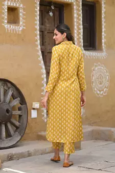  Digital Printed Touch Mustard Colour Muslin Classy Kurti