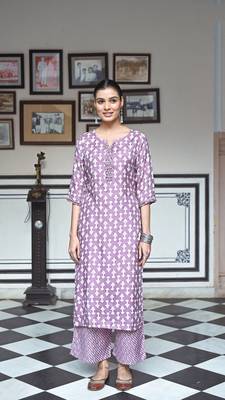  Digital Printed Ethnic Touch Mauve Colour Muslin Fabric Classy Kurti 1