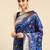 Blue woven kanchipuram silk saree with blouse