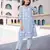  Digital Printed Ethnic Touch Blue Colour Muslin Fabric Classy Kurti