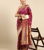 Light violet woven kanchipuram silk saree with blouse