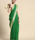 Green embroidered georgette saree with blouse