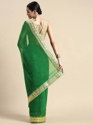 Green embroidered georgette saree with blouse 2