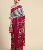 Pink woven pure pashimina silk saree with blouse