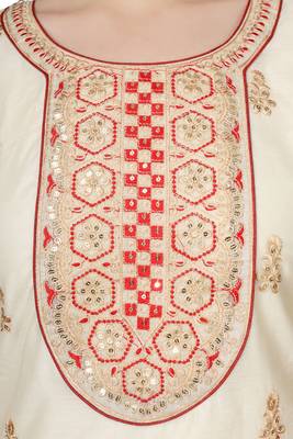 Red Embroidered Modal Salwar Suit With Pants and Chanderi Digital Print Dupatta 4