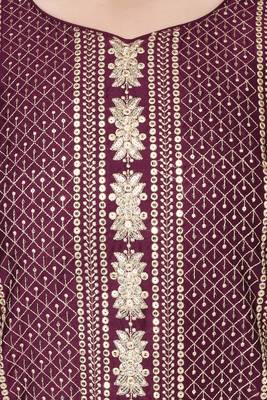 Purple Embroidered Modal Salwar Suit With Pants and Chiffon Dupatta 4