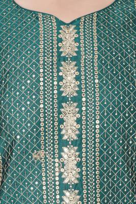 Green Embroidered Modal Salwar Suit With Pants and Chiffon Dupatta 4
