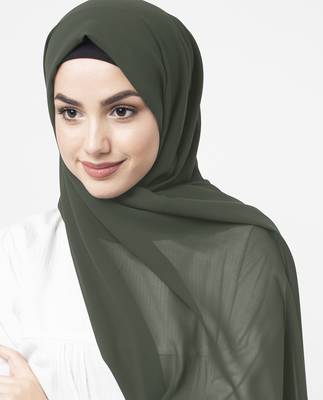 Green plain georgette hijab 1