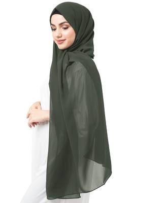 Green plain georgette hijab 3