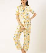 Cream printed satin kurtas-and-kurtis