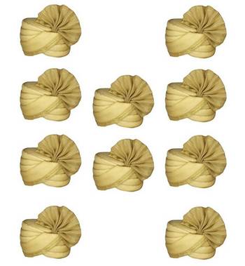Zaridhar || Special Premium Mooga Pagdi/ Turban Wedding/function for Men & Women (Free Size) II Pack of 10  || Gold 2