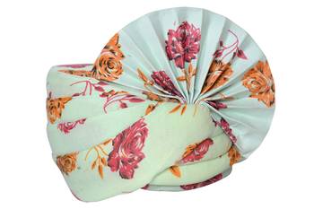 Zaridhar || Special Floral Pagdi/ Turban Wedding/function for Men & Women (Free Size) II Pack of 10 || Green 2