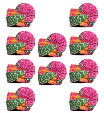 Zaridhar || Special Jaipuri Pagdi/ Turban Wedding/function for Men & Women (Free Size) II Pack of 10 || Multicolor 1