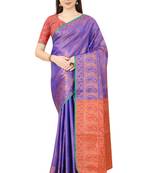 Blue woven banarasi saree with blouse