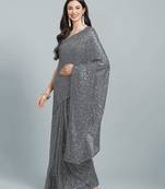 Grey Sequin Saree