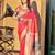 Peach woven pure paithani silk saree with blouse