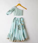 Sky Blue Kids Lehenga Choli Set with Embroidery