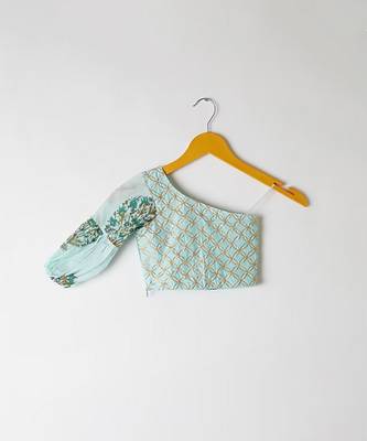 Sky Blue Kids Lehenga Choli Set with Embroidery 2
