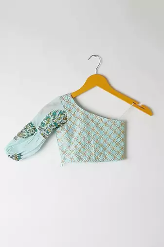 Sky Blue Kids Lehenga Choli Set with Embroidery
