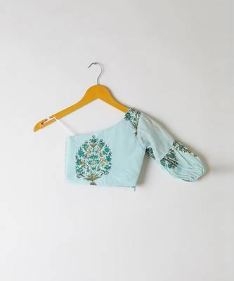 Sky Blue Kids Lehenga Choli Set with Embroidery 3