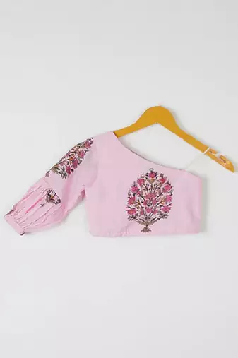 Pink One Shoulder Lehenga Set
