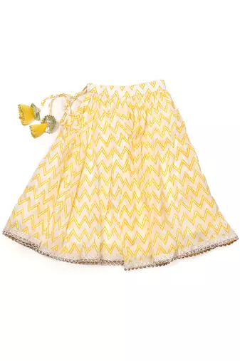 Yellow Shibori Kurti And Lehenga Set