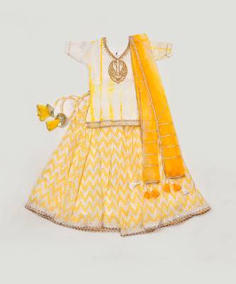 Yellow Shibori Kurti And Lehenga Set 1