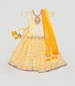 Yellow Shibori Kurti And Lehenga Set