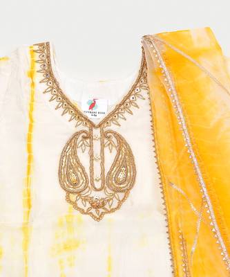 Yellow Shibori Kurti And Lehenga Set 4