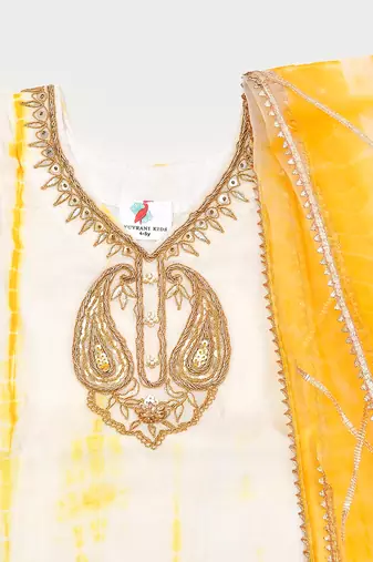Yellow Shibori Kurti And Lehenga Set