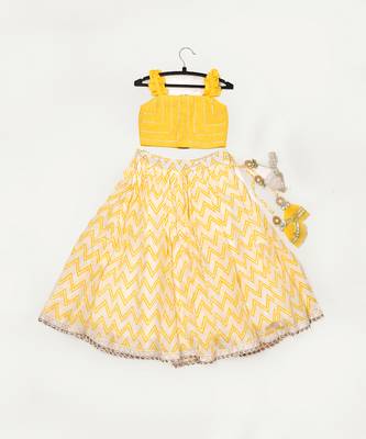 yellow Chavron Lehenga Set 1