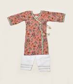 Peach Angrakha Kurta Set
