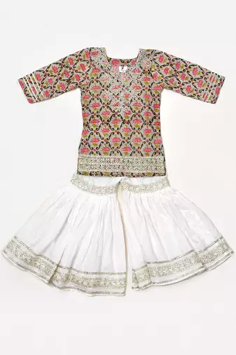 Grey Printed Cotton Sharara Set