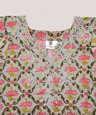 Grey Printed Cotton Sharara Set 3
