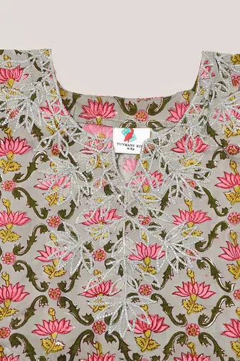 Grey Printed Cotton Sharara Set
