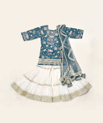 Blue Printed Cotton Sharara Set 1