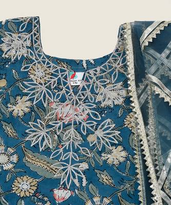 Blue Printed Cotton Sharara Set 2