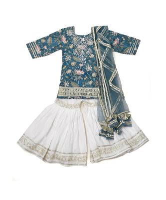 Blue Printed Cotton Sharara Set 3