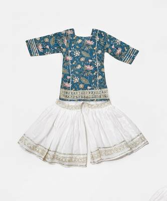 Blue Printed Cotton Sharara Set 5