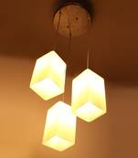 Pendants Ceiling Hanging Lamp Light Of 3 Decorated Glass Shade In 1 Metal Fitting