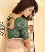 Green Jamawar Silk Party Wear Weaving Blouse