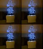 3D Illusion Effect Mickey Mouse Multi Colour LED Night Lamp, Pack Of 4